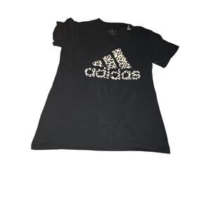 Adidas Women's Black Logo Leopard Print Short Sleeve Amplifier Tee Size Medium